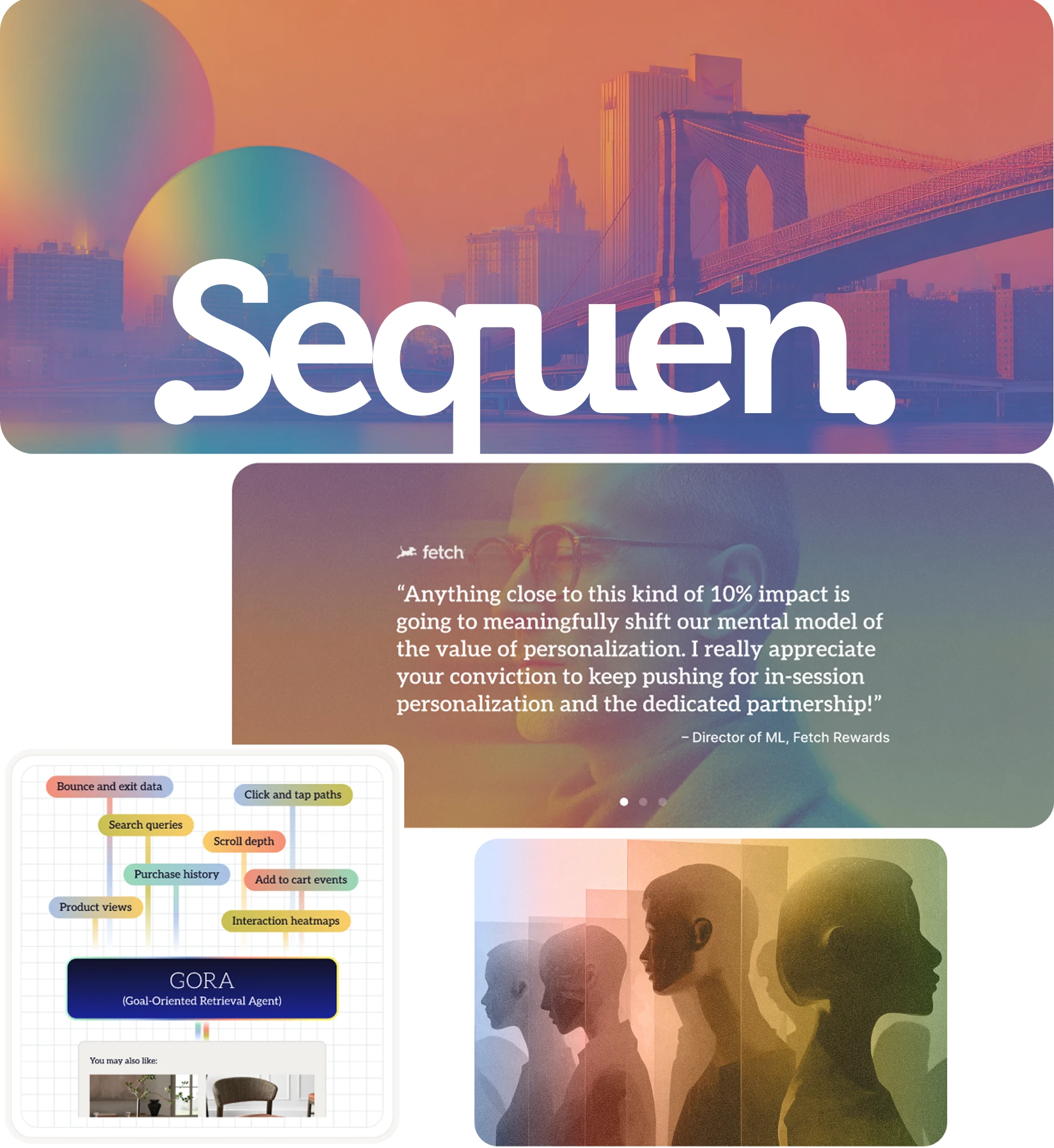A collage of images featuring Sequen website background images
