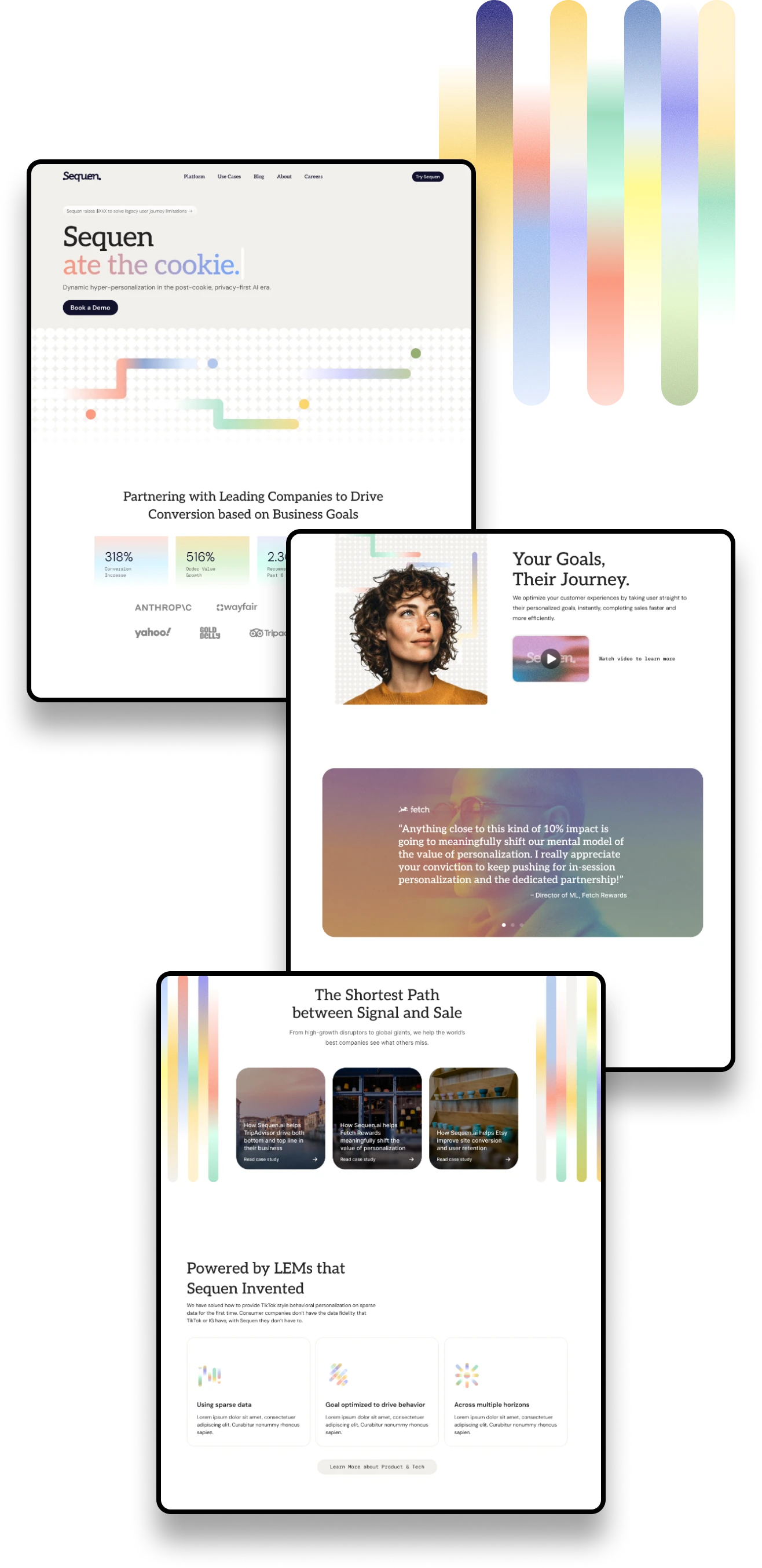 An image featuring a collection of mobile screens for the Sequen case study