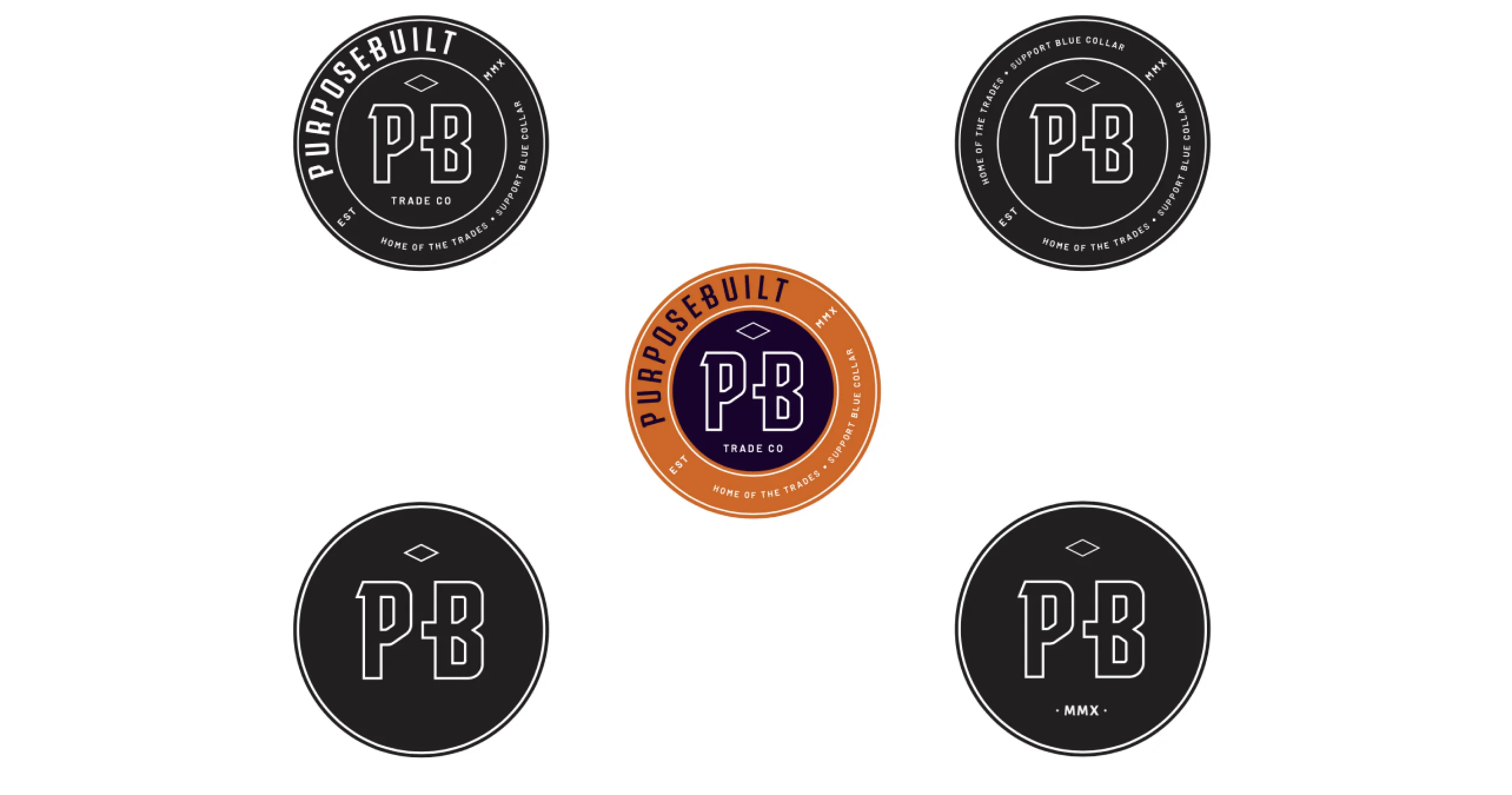 Multiple options of the Purpose Built logo were created by High Seas for various applications