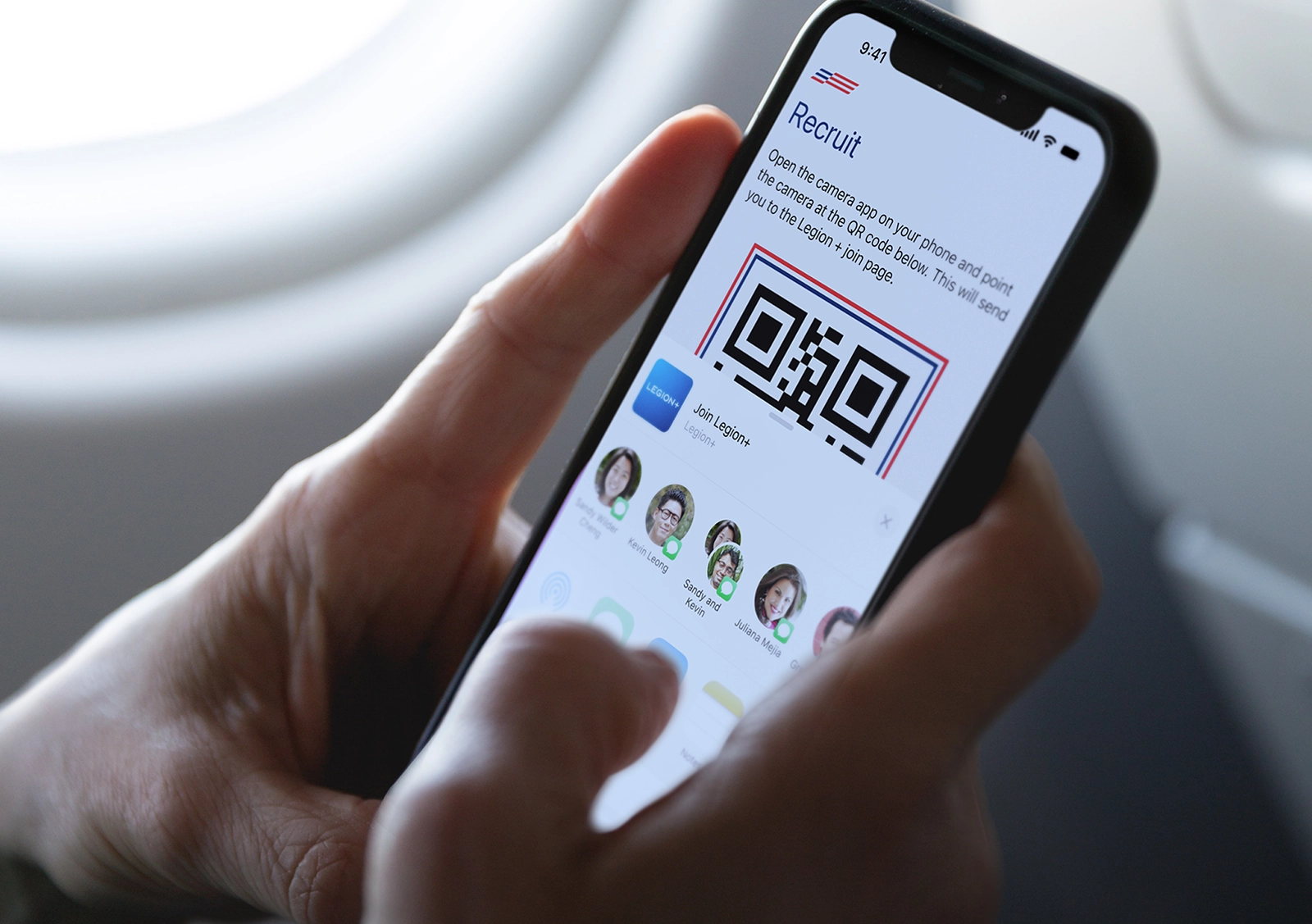 Choose to share the Legion+ app with friends