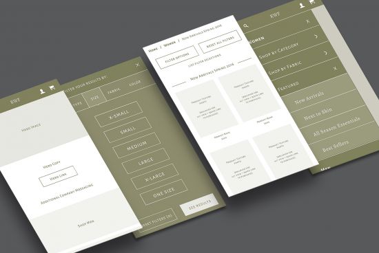 Mosaic layout of Ramblers Way mobile website screens.