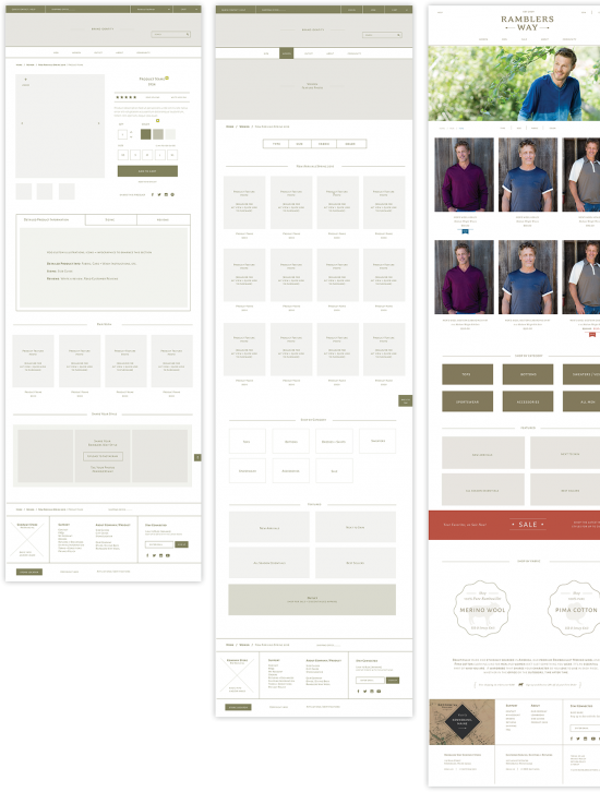 Mosaic layout of Ramblers Way desktop website screens.